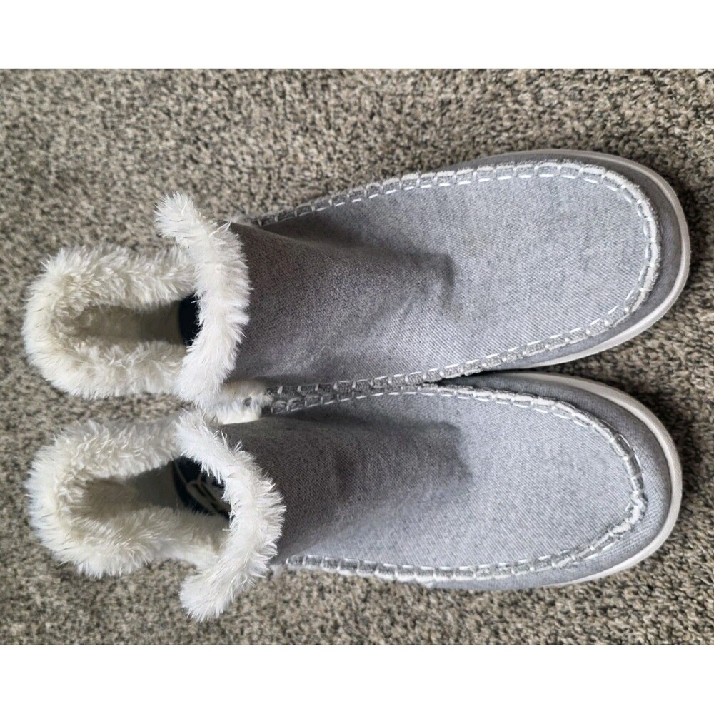 Hey Dude Camden Brushed Cozy Boots Size 9 Gray Slip Aztec Winter Blue EUC - Picture 2 of 12